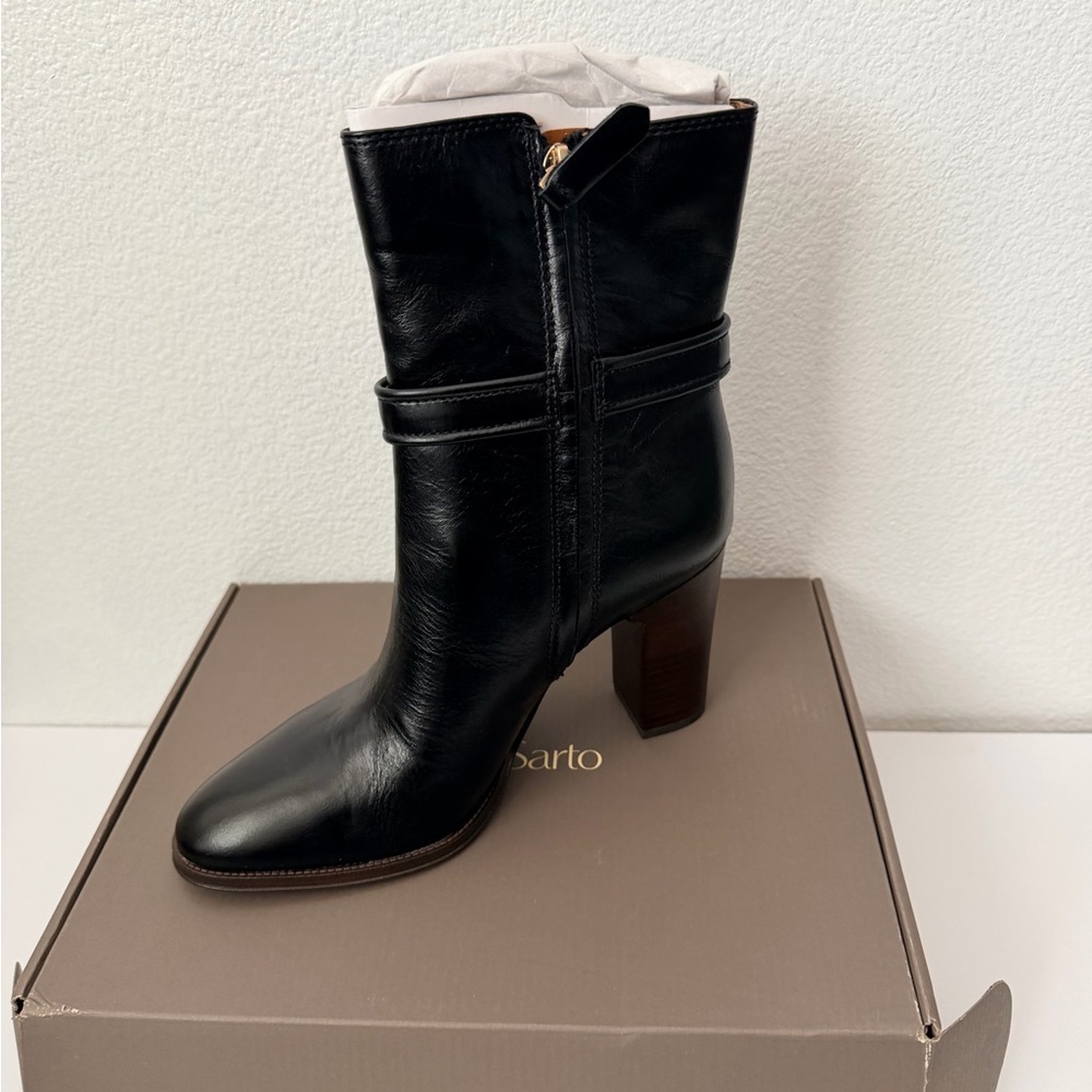 Franco Sarto Women's Informa Wren Buckle Detail Heeled Booties Ankle Boot Sz 8.5 - Picture 3 of 5